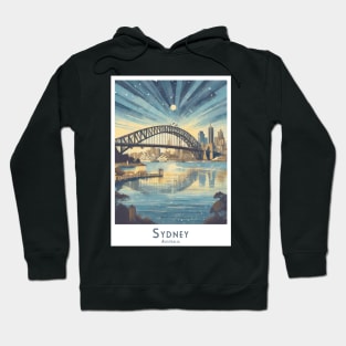 Retro Vintage Travel Poster Sydney Skyline at Dusk Hoodie